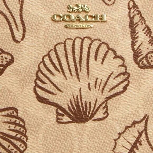 NWT Coach Nolita 19 With Shell Print Signature Canvas CBK79 Gold/Sand Multi - Picture 9 of 9